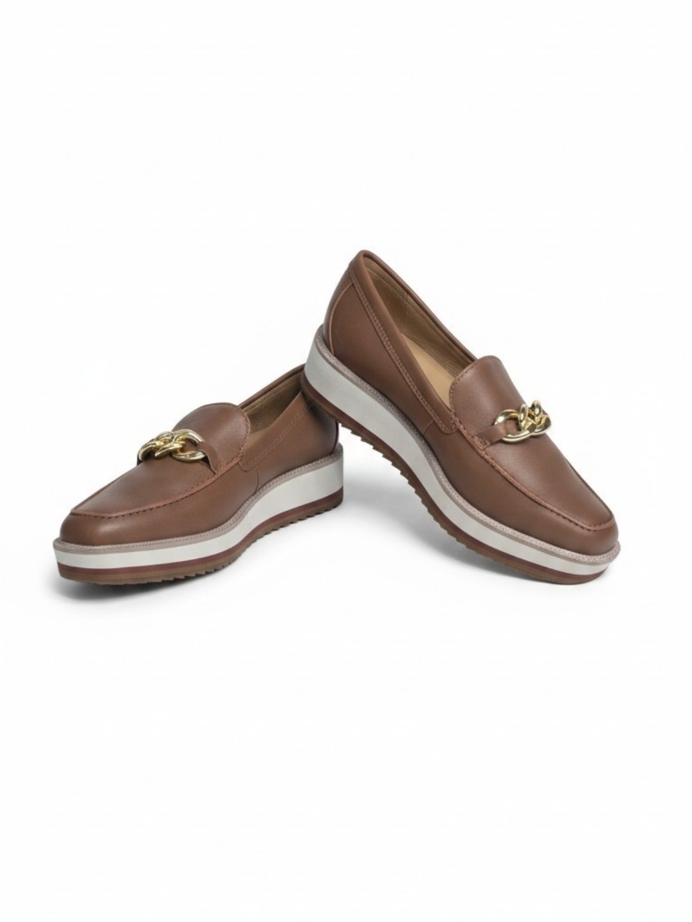 Johnston & Murphy Women's Brown Leather Slip-On Loafer Flats Square Toe 9M